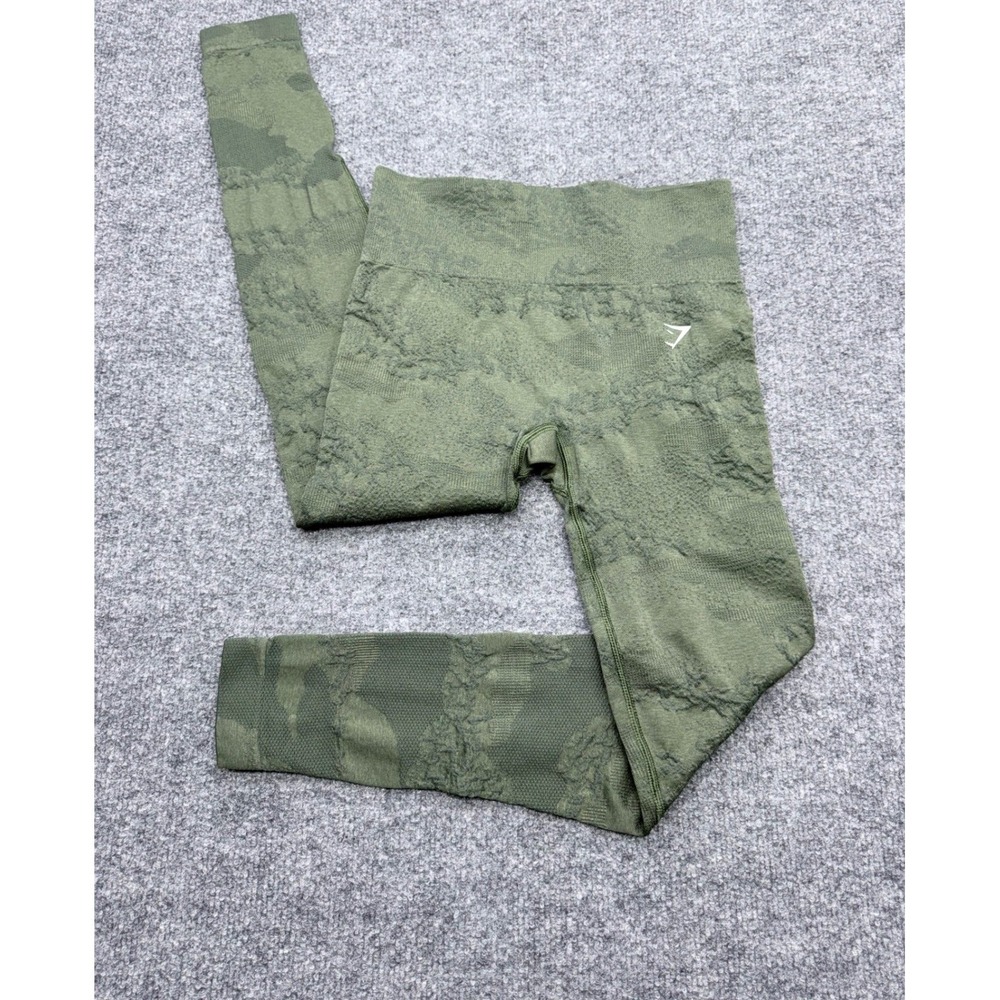 Gymshark Adapt Camo Seamless Leggings Forest Green High Rise Activewear Womens